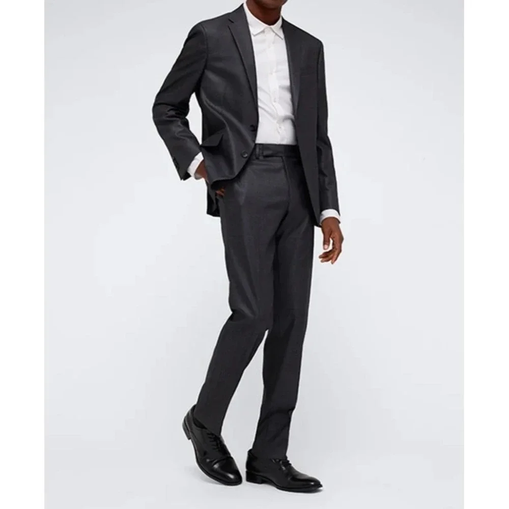 Kenneth Cole Reaction Men 2-pc Techni-Cole Suit GunMetal 40S Jacket Pant 32W 30L